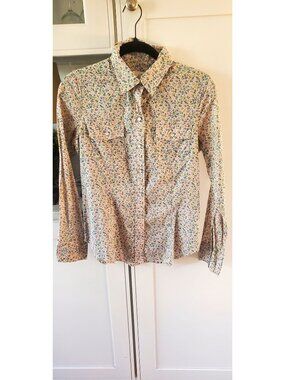 Levis Floral Western Cowgirl Country Shirt Pearl  Snap Front Small Pink Blue